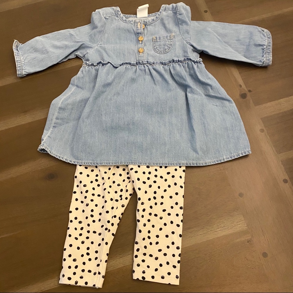 2/$20💥H&M Jean Shirt with Polka Dot pants